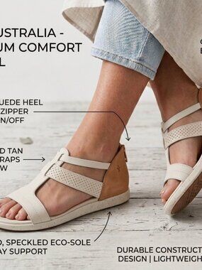 Emu Australia Women's Tan  & Cream Leather Sandals